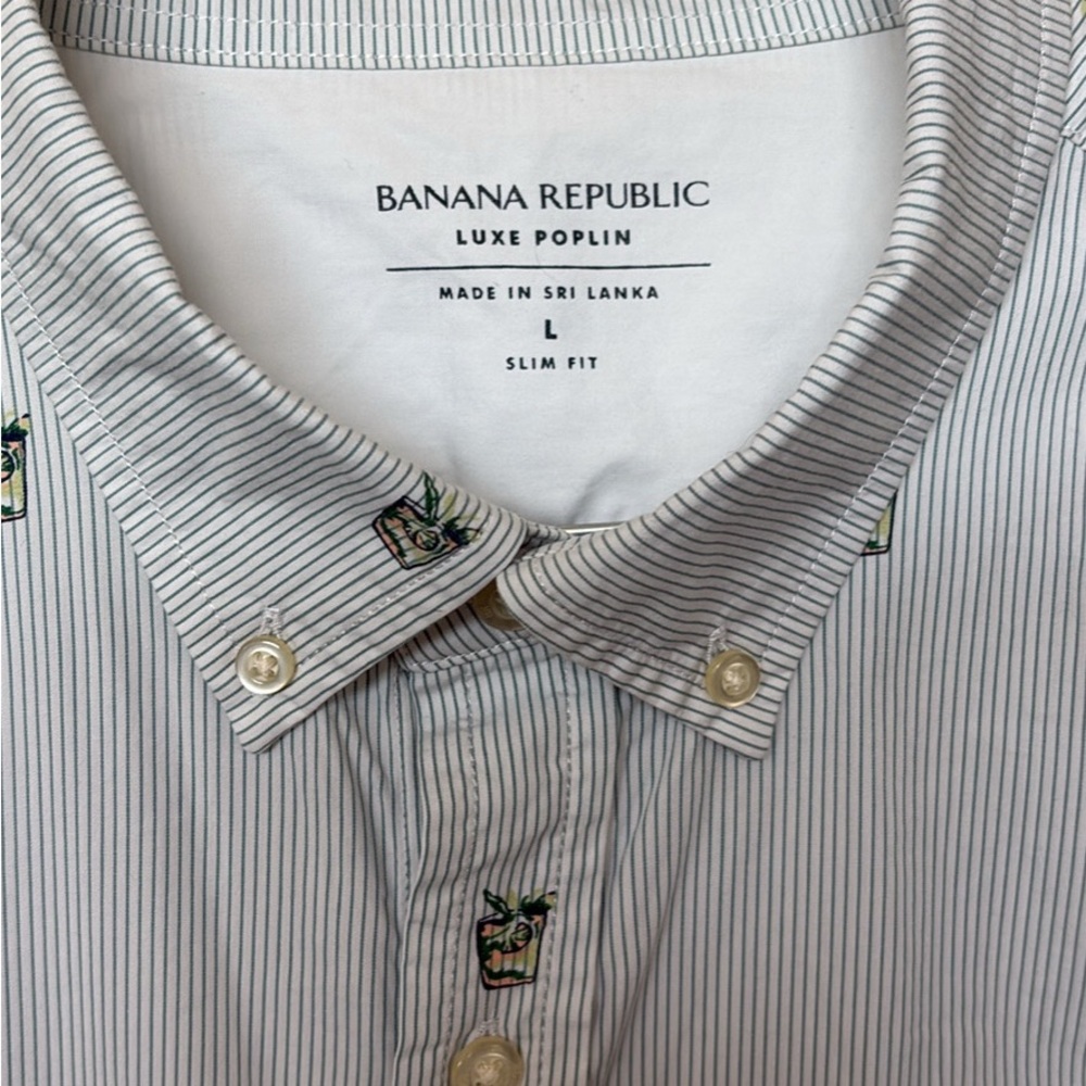 Banana Republic White Striped Men's Shirt